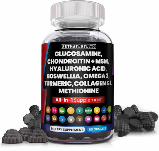 Joint Support Gummies with Glucosamine, Chondroitin, and MSM, Enhanced with Omega 3, Turmeric, Collagen, and More