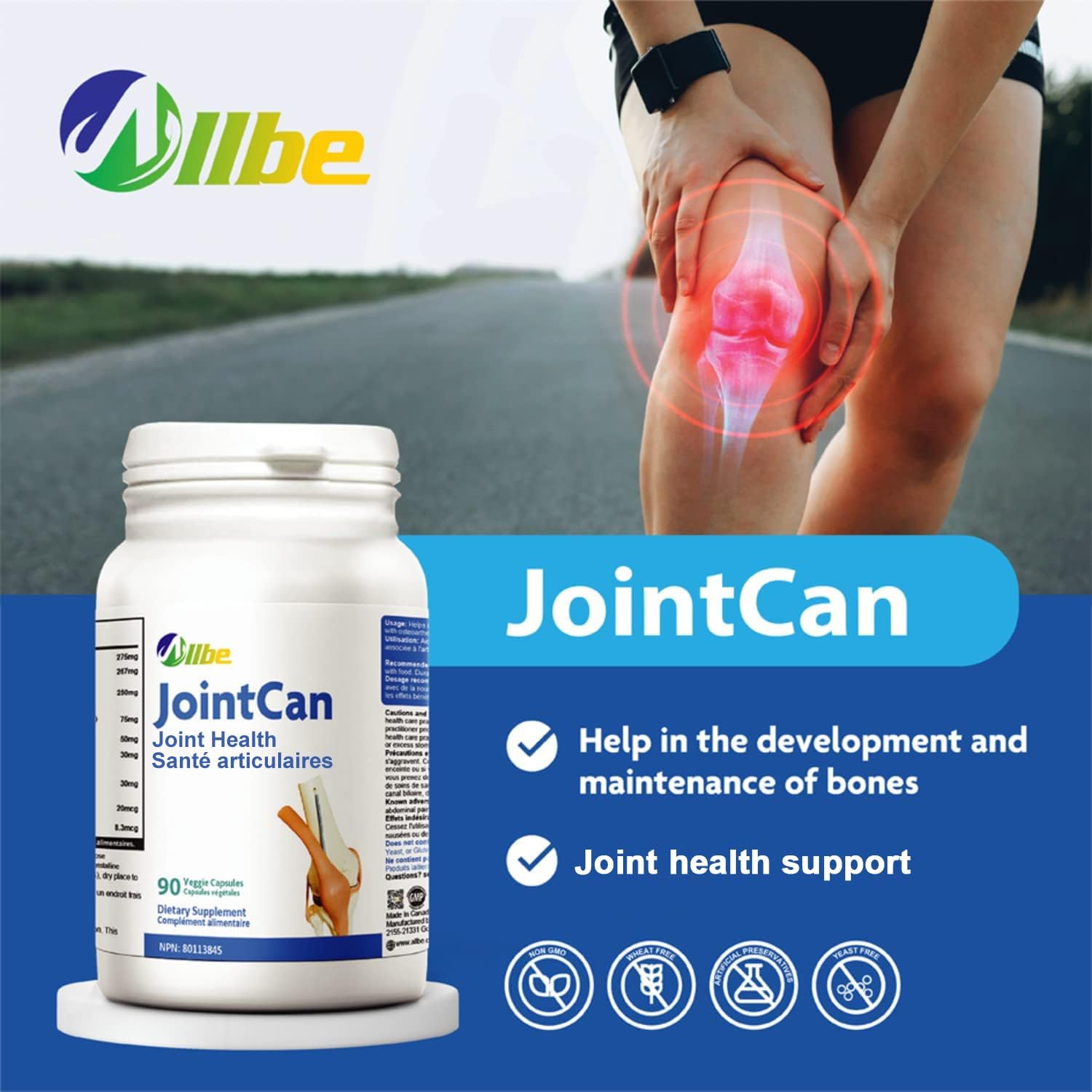 Joint Support Supplement Capsules with Glucosamine, MSM, Boswellia, Curcumin, and Collagen - Pack of 90, 2 Capsules Per Serving.