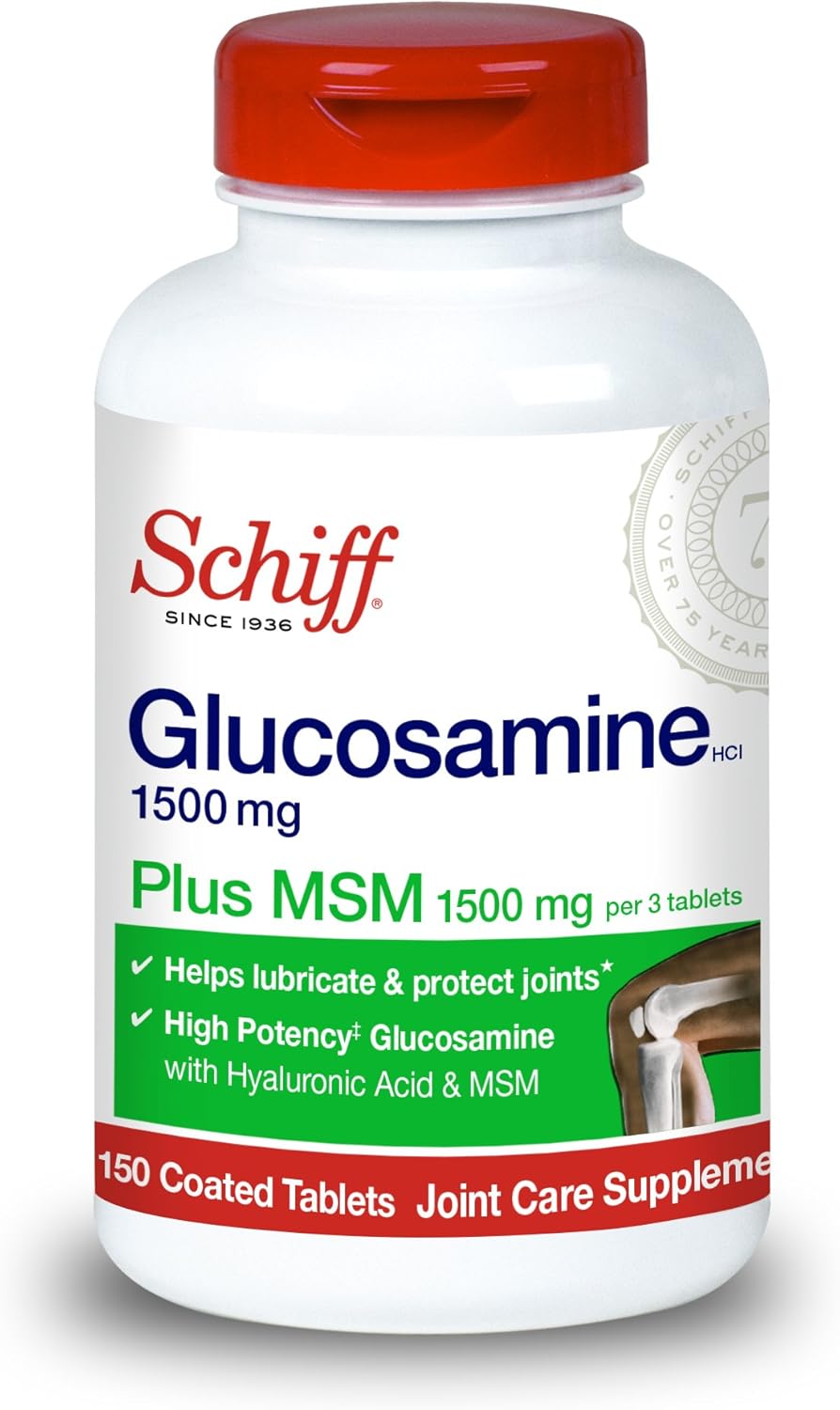 Joint Support Supplement with 1500mg Glucosamine, 1500mg MSM, and Hyaluronic Acid - 150 Tablets