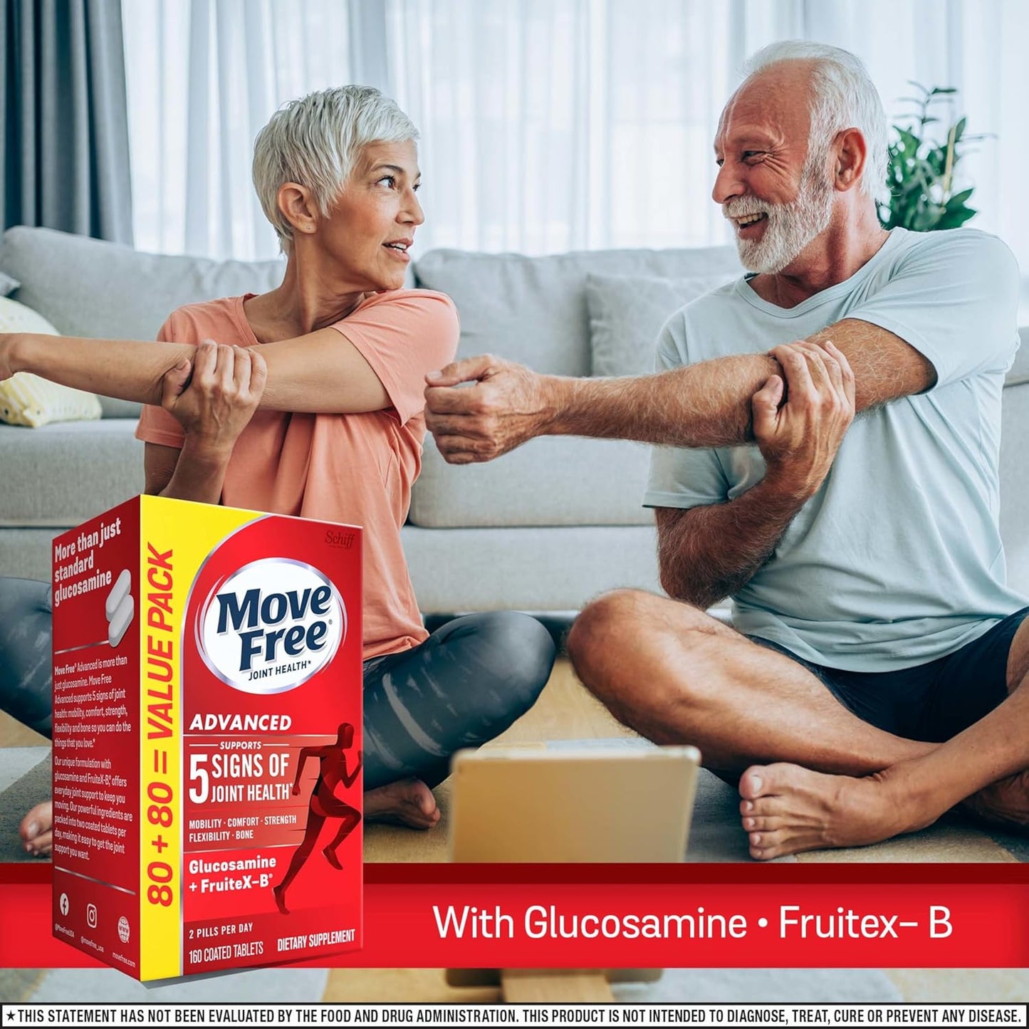 Joint Support Supplement with Glucosamine, Chondroitin, Calcium Fructoborate - 160 Tablets for Mobility & Bone Strength