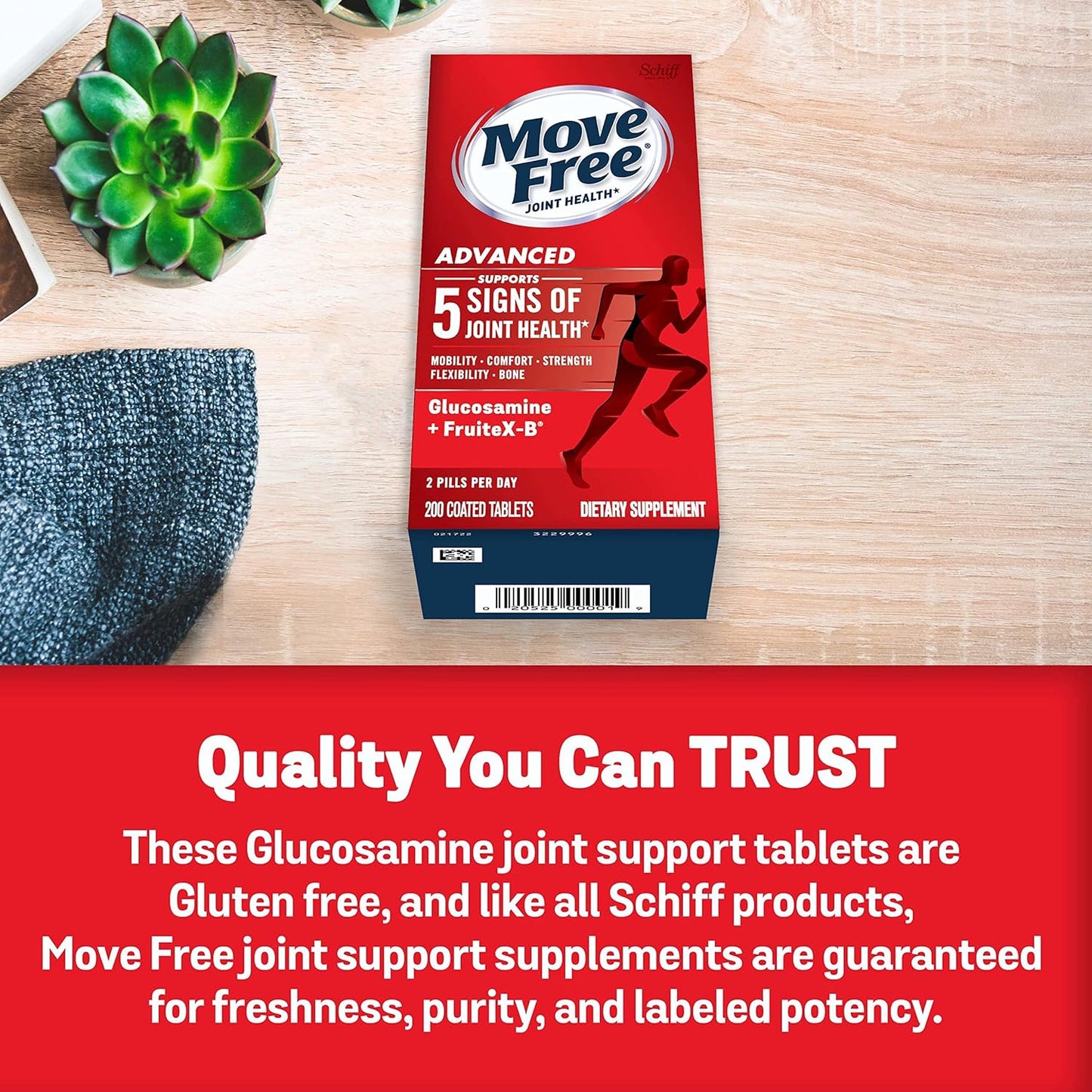 Joint Support Supplement with Glucosamine, Chondroitin, Calcium Fructoborate - 200 Tablets for Mobility, Comfort, Strength, Flexibility & Bone Health