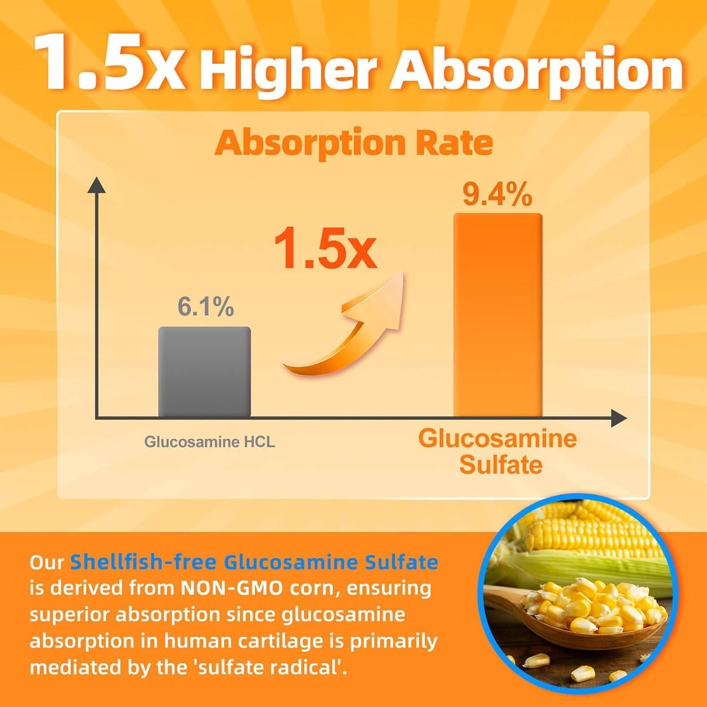 Joint Support Supplement with Glucosamine, Chondroitin, MSM, Turmeric & Boswellia - 93 Capsules