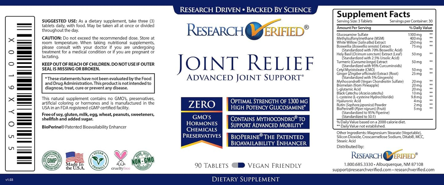 Joint Support Supplement with Glucosamine, MSM, Turmeric, Boswellia, BioPerine - Vegan Formula - 540 Capsules - 6 Month Supply