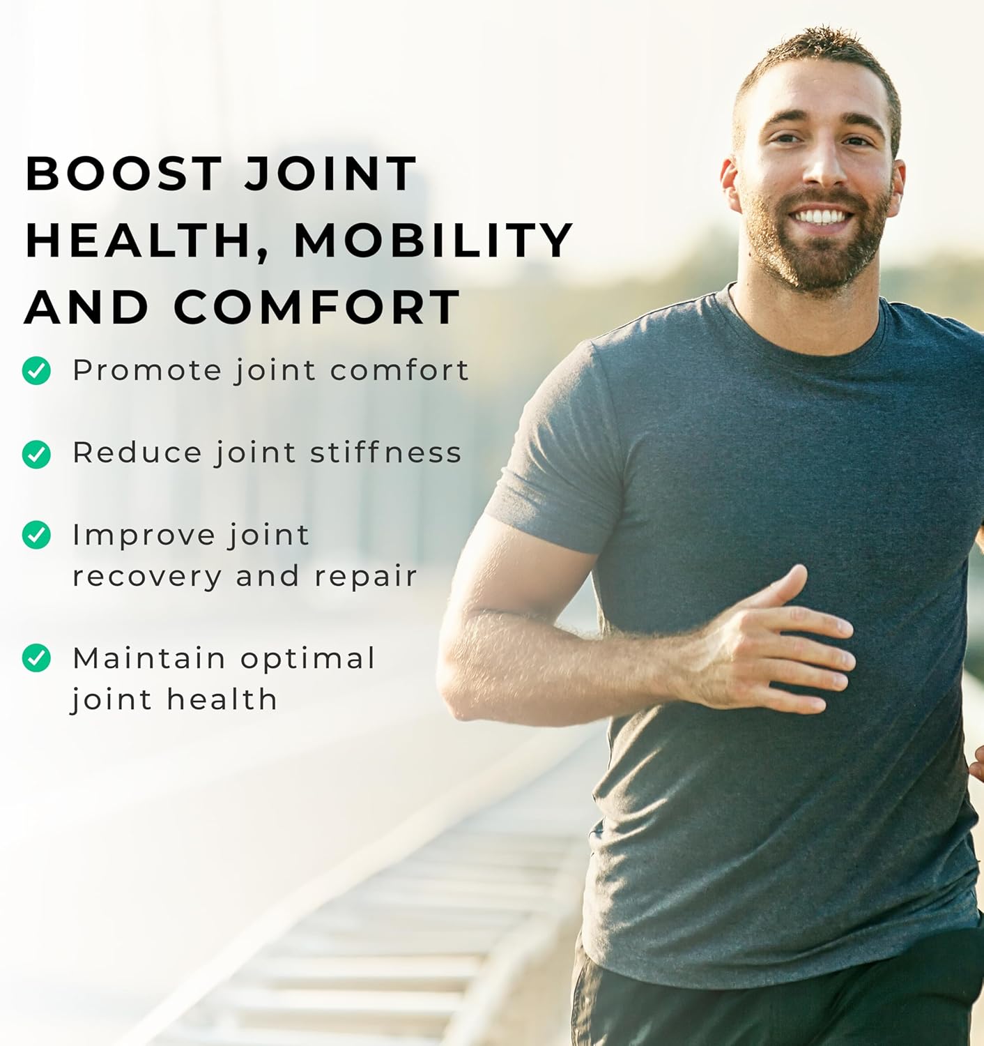 Joint Support Supplement with Glucosamine, Vitamin C, Hyaluronic Acid, Levagen®, UC-II® Chicken Collagen - 60 Capsules, 2 Month Supply for Joint Pain Relief & Care in Men & Women