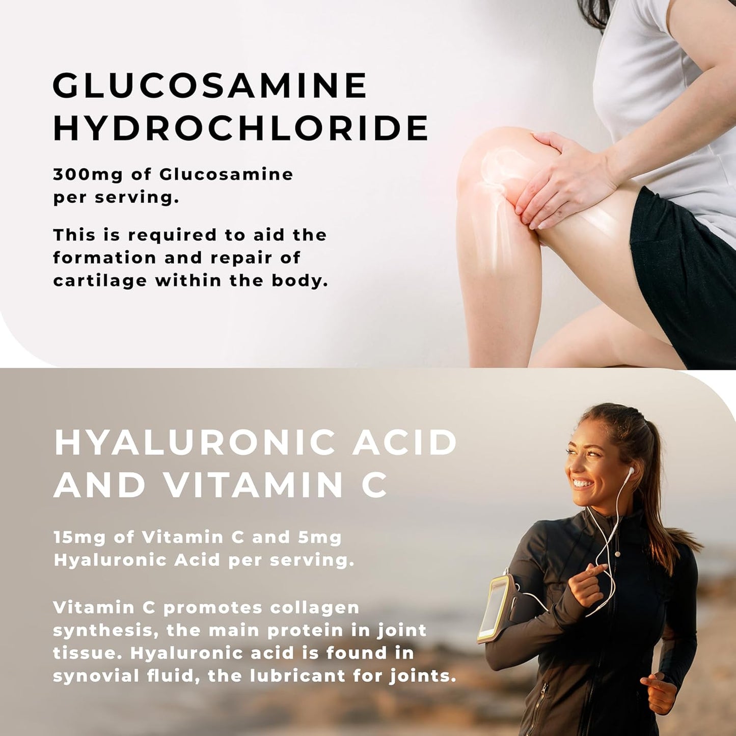 Joint Support Supplement with Glucosamine, Vitamin C, Hyaluronic Acid, Levagen®, UC-II® Chicken Collagen - 60 Capsules, 2 Month Supply for Joint Pain Relief & Care in Men & Women
