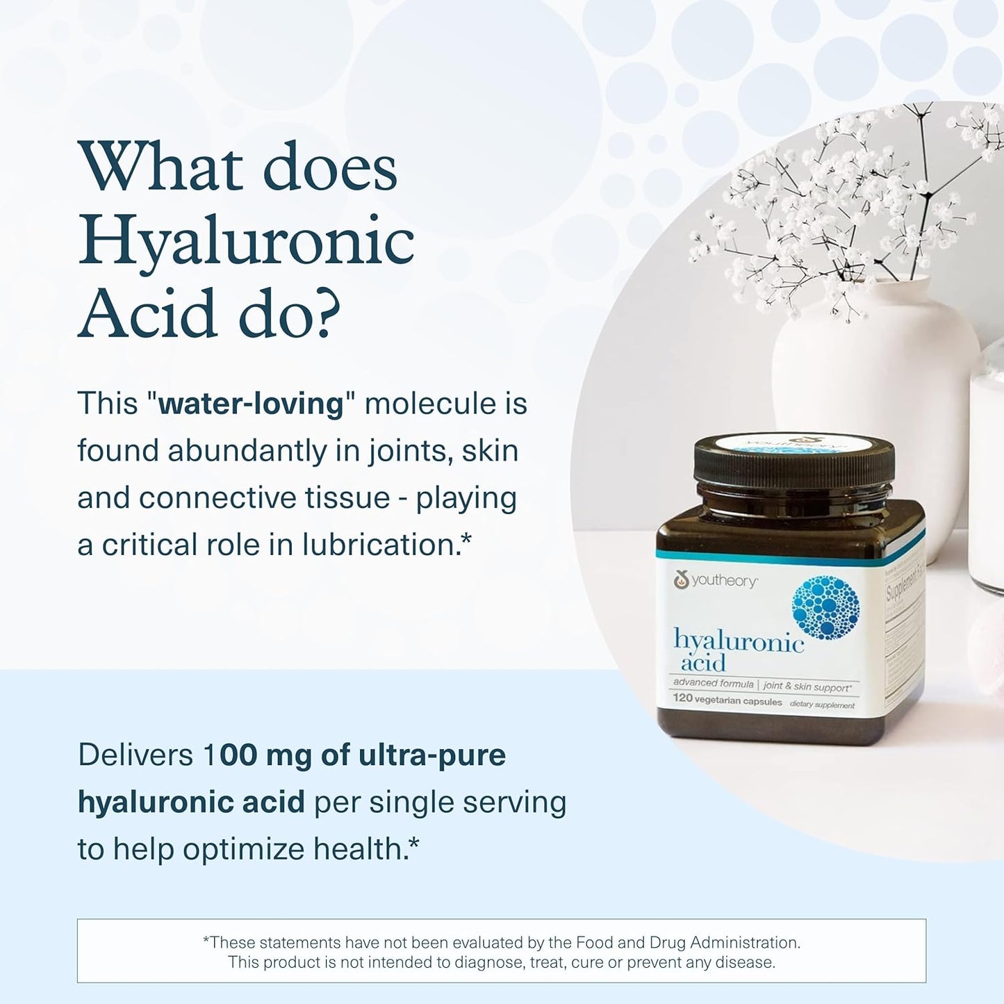 Joint Support Supplement with Hyaluronic Acid, Boswellia Extract, and Skin Health Benefits - 120 Vegetarian Capsules