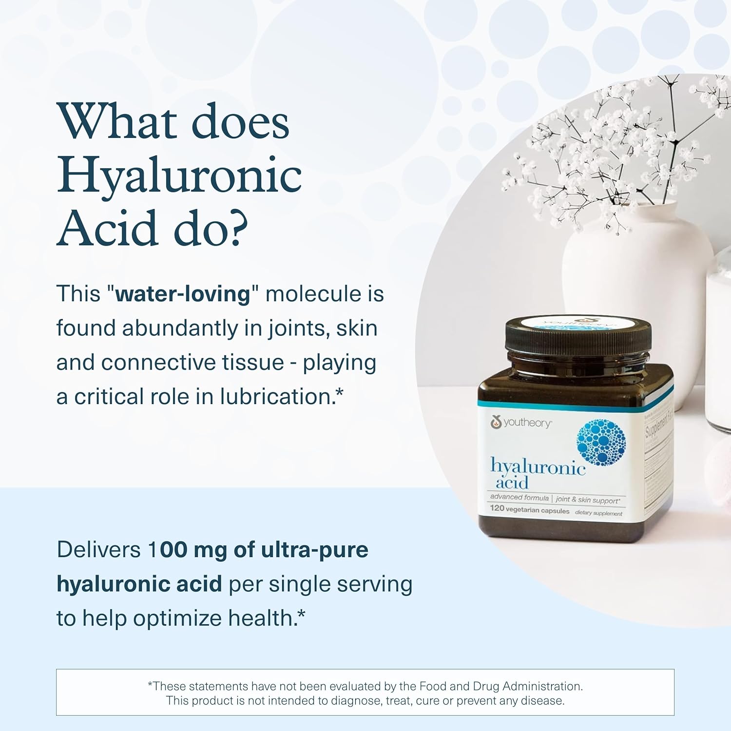 Joint Support Supplement with Hyaluronic Acid, Boswellia Extract, and Skin Health Benefits - 120 Vegetarian Capsules