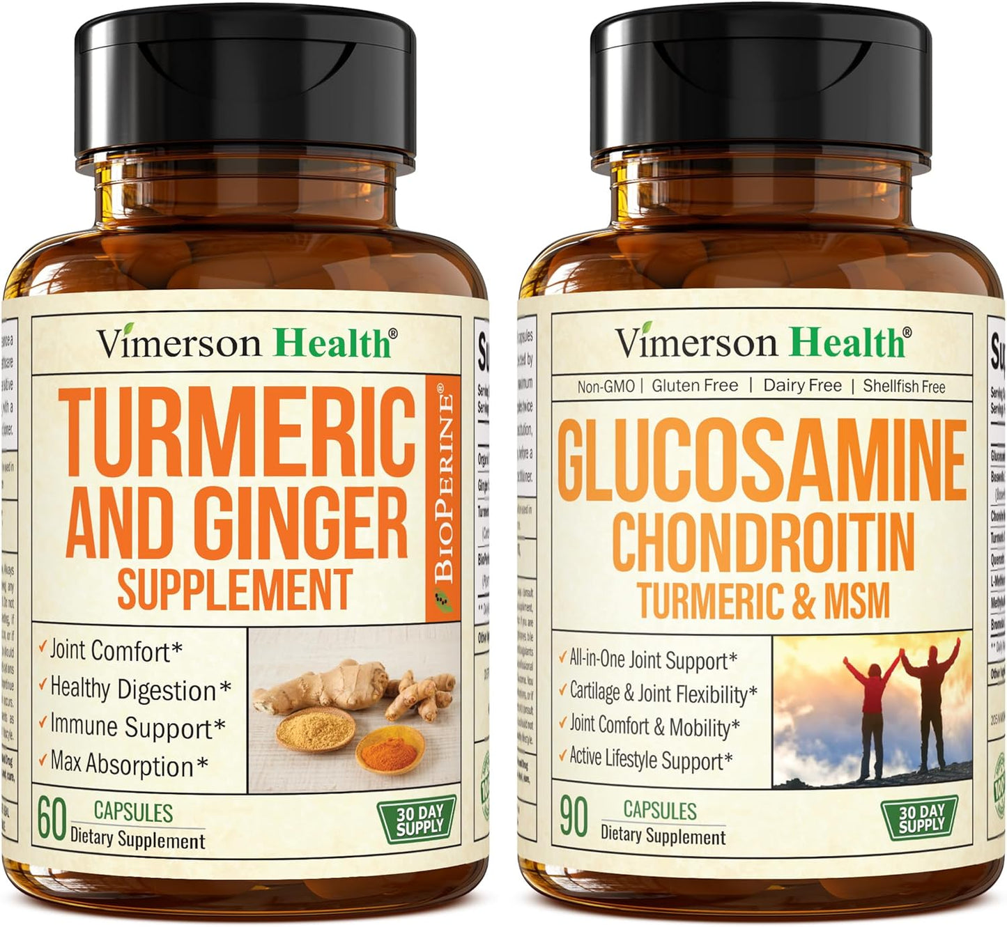 Joint Support Supplement with Turmeric, Ginger Root, Glucosamine, Chondroitin, and MSM for Optimal Health