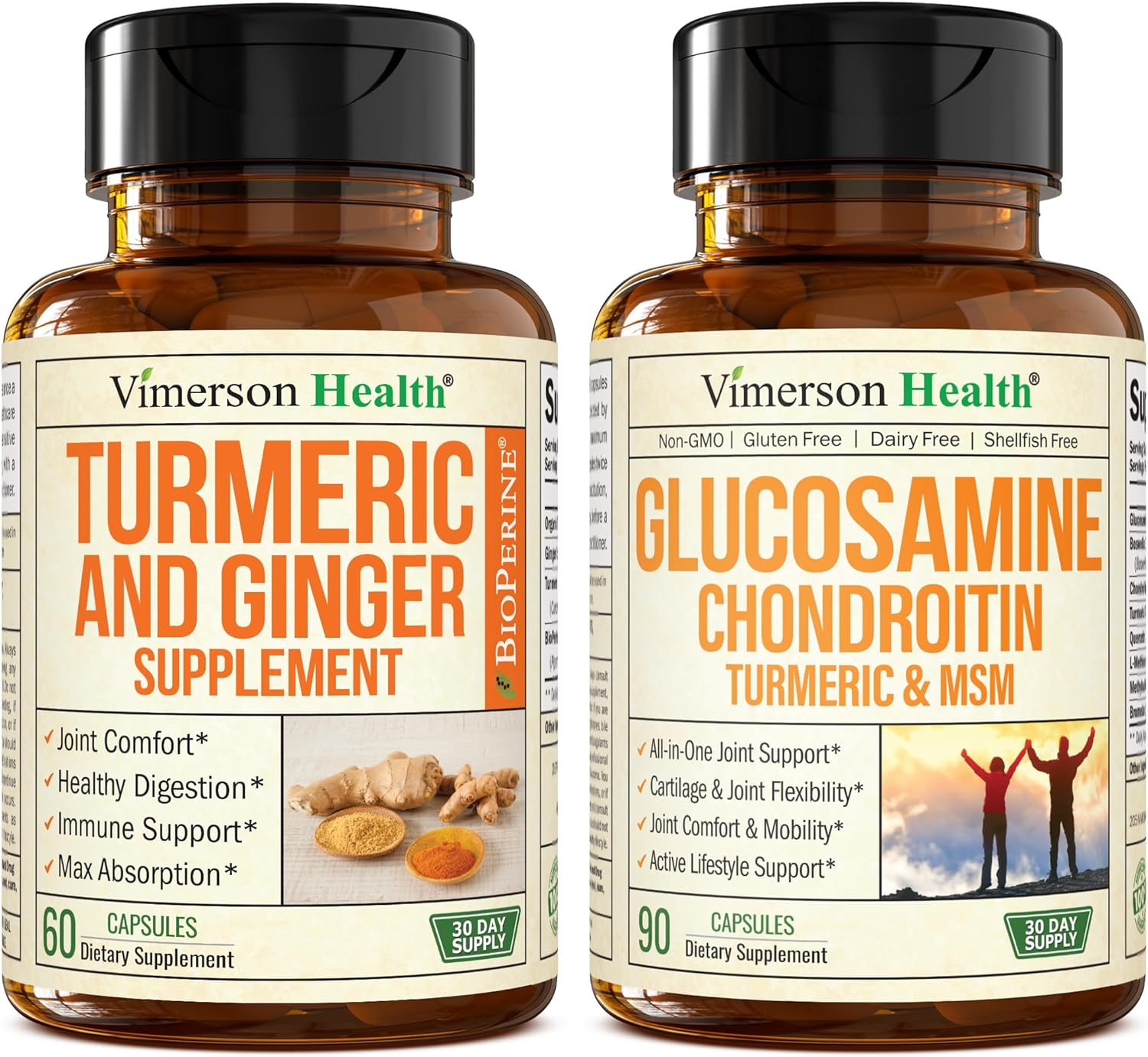 Joint Support Supplement with Turmeric, Ginger Root, Glucosamine, Chondroitin, and MSM for Optimal Health