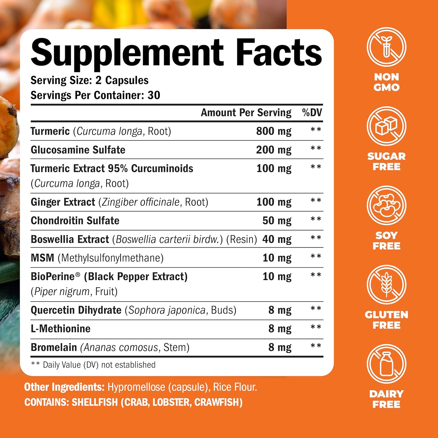 Joint Support Supplement with Turmeric, Glucosamine, and Chondroitin for Men & Women - Includes Ginger, Boswellia, MSM, and Black Pepper for Immune Health - 60 Capsules
