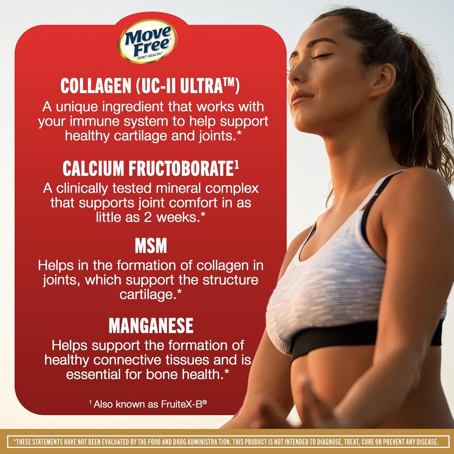 Joint Support Supplement with Type 2 Collagen, MSM, Calcium, Fructoborate, and Manganese - Promotes Healthy Joints and Bones - 120 Tablets