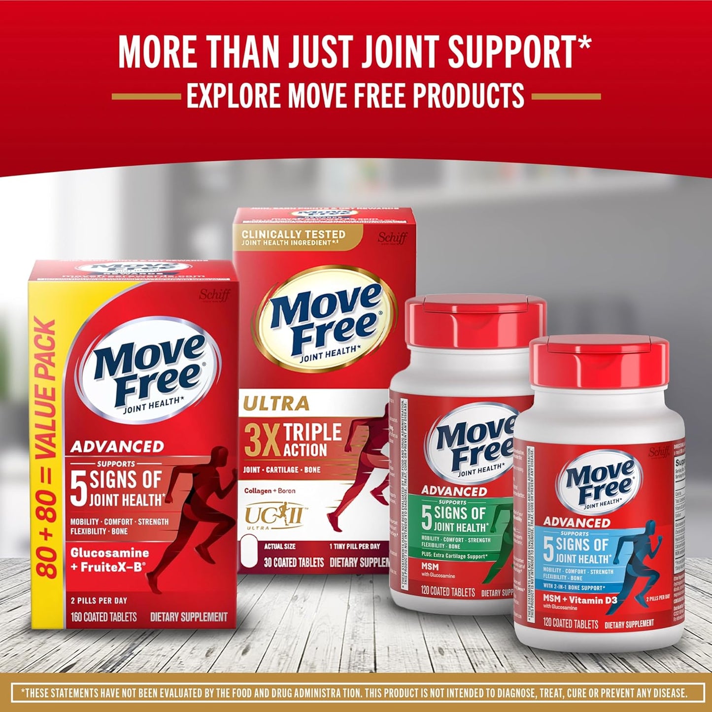 Joint Support Supplement with Type 2 Collagen, MSM, Calcium, Fructoborate, and Manganese - Promotes Healthy Joints and Bones - 120 Tablets