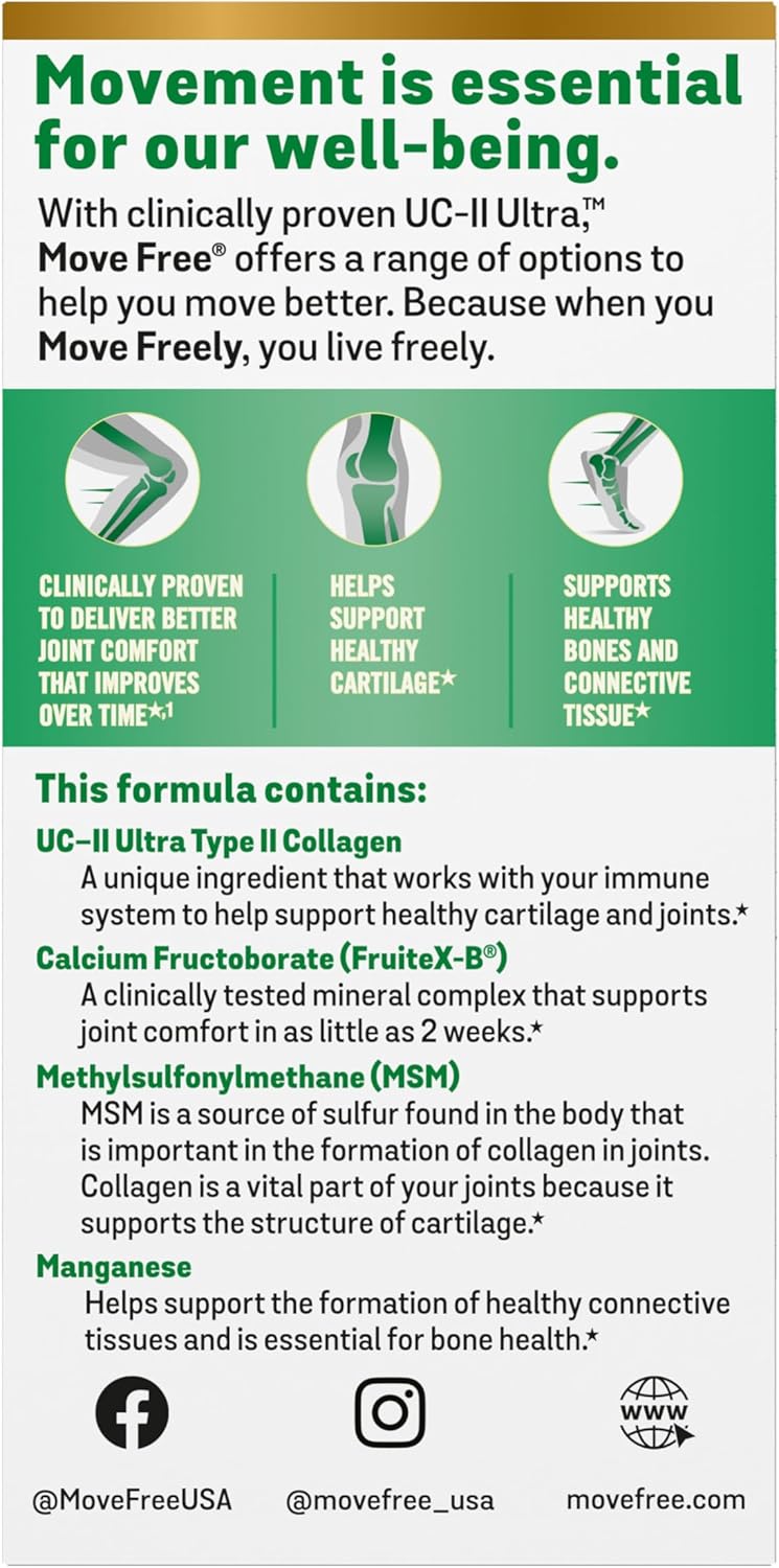 Joint Support Supplement with Type 2 Collagen, MSM, Calcium, Fructoborate, and Manganese - Promotes Healthy Joints and Bones - 120 Tablets