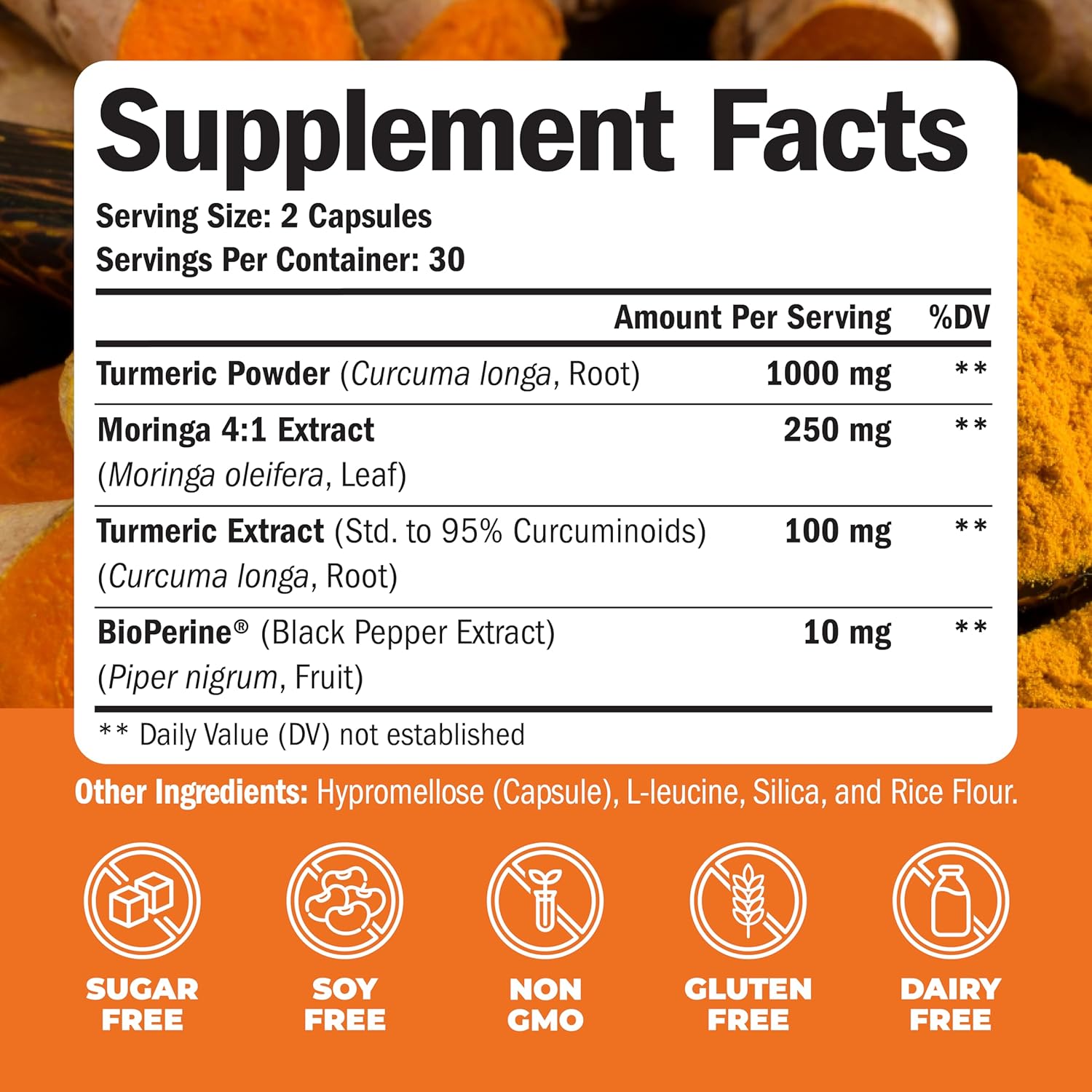 Joint Support Turmeric and Moringa Supplement with Black Pepper - Premium Capsules for Women and Men - Supports Digestion and Energy - 2 Pack