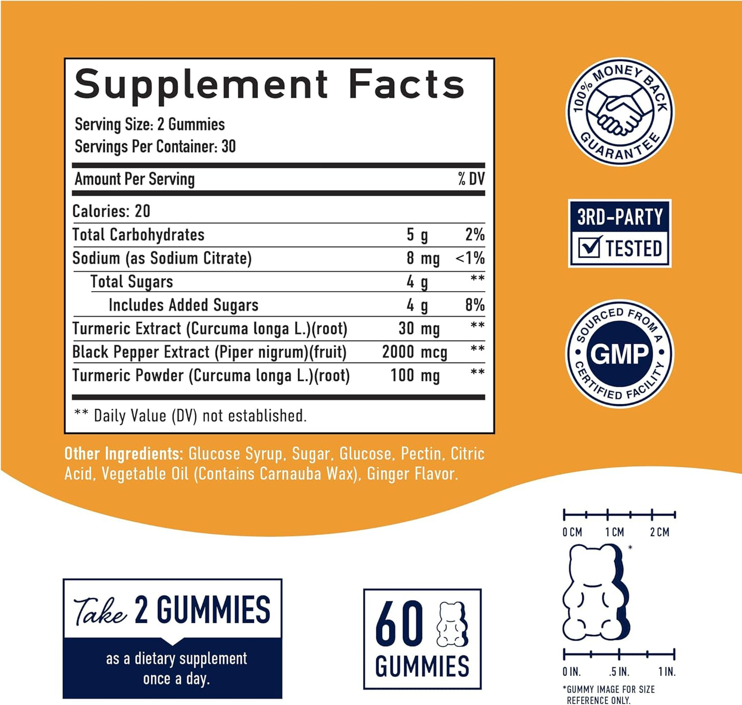 Joint Support Turmeric Gummies with Black Pepper - 60 Count Vegan Supplement for Women and Men, Non-GMO and Gluten-Free