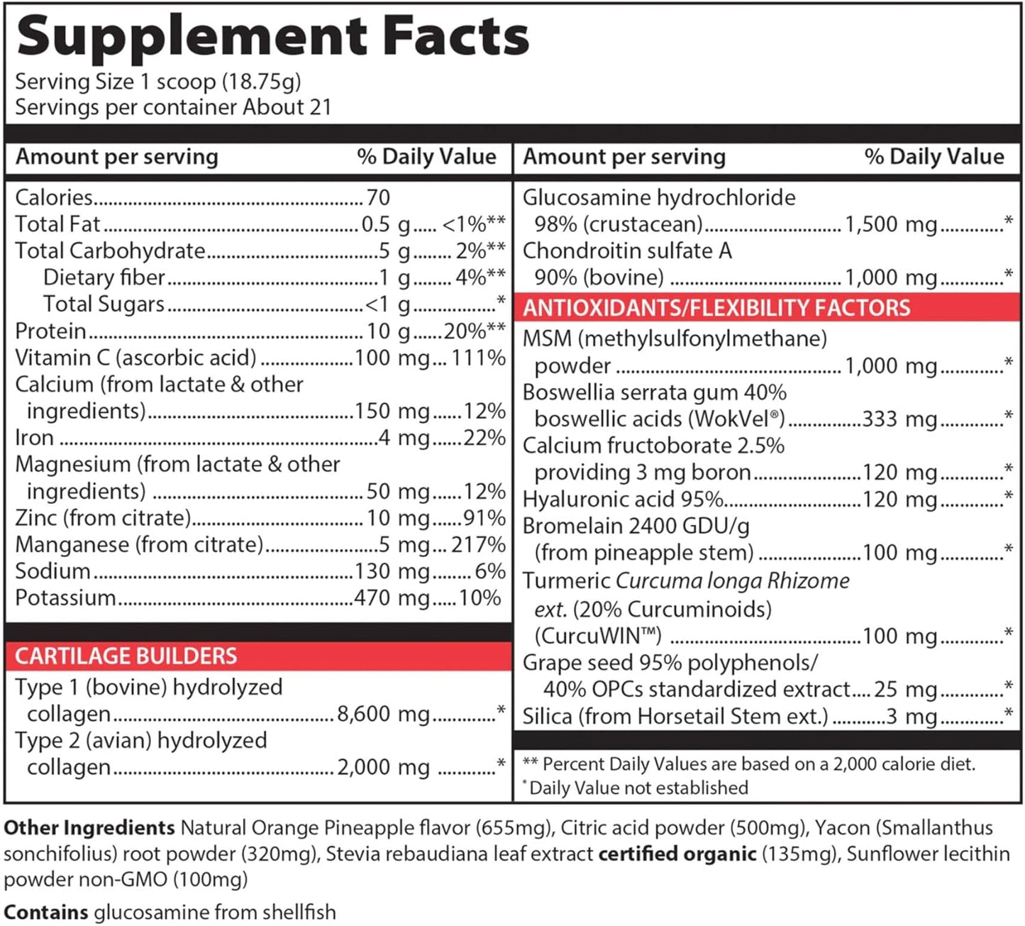 Joint Vibrance Orange Pineapple - Comprehensive Joint & Cartilage Support (21 Servings)
