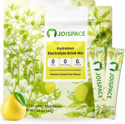 JOISPACE Pomelo Tea Electrolyte Drink Mix | Fast Hydration & Electrolytes Boost | Non-GMO, Vegan, Gluten-Free | 32 Servings