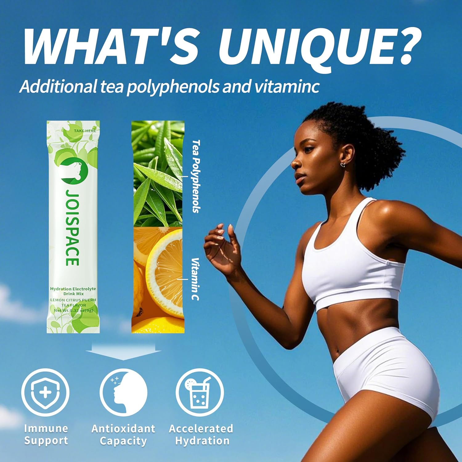 JOISPACE Pomelo Tea Electrolyte Drink Mix | Fast Hydration & Electrolytes Boost | Non-GMO, Vegan, Gluten-Free | 32 Servings