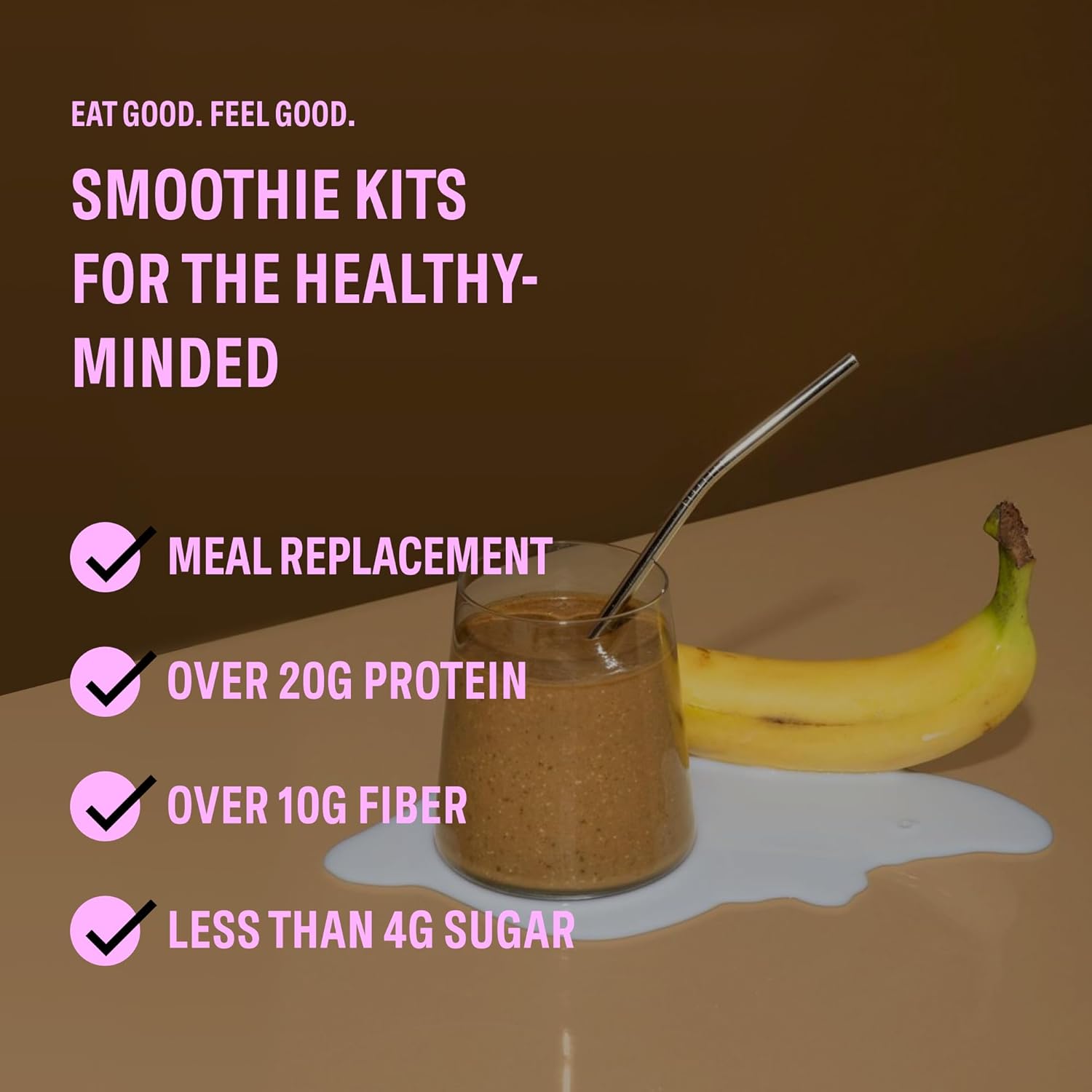 JOVA JOVA Double Chocolate Collagen & Protein Meal Replacement Shake - Pack of 6 Smoothie Kits with 25g Protein, 11g Fiber, 2g Sugar - Delicious & Creamy, Gluten-Free, Non-GMO, USA Made