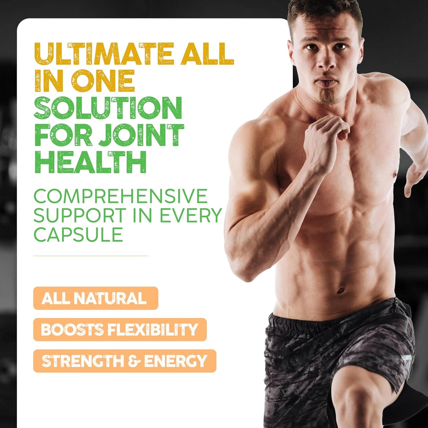 Joyful Joints Support Supplement for Women & Men with MSM, Glucosamine Sulfate, Turmeric, Hyaluronic Acid, Bromelain, Bioperine - 180 Capsules, USA Made