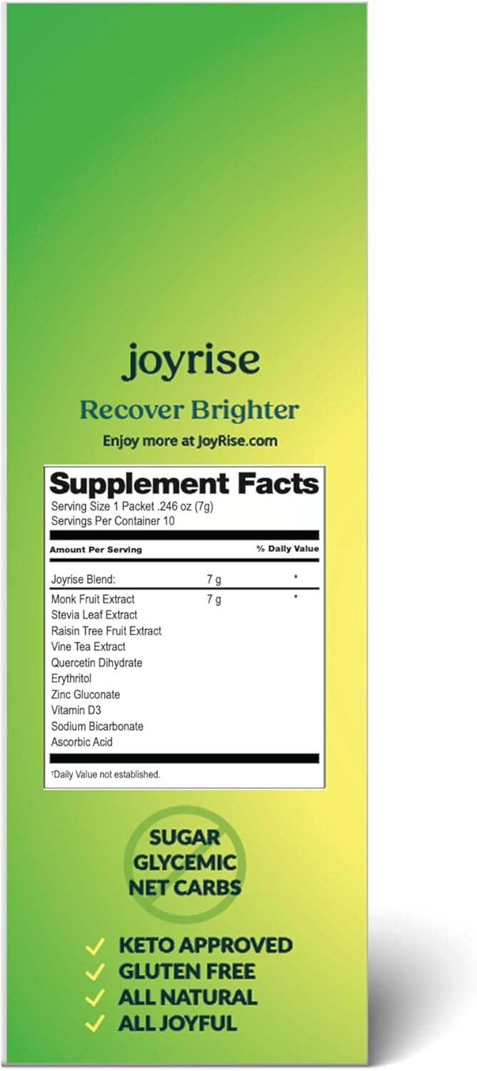 Joyrise Fast-Acting Pre or Post-Drinking Aid Powder Sticks - Patented Formula, Guaranteed Results in 30min or Less - 10 Packs