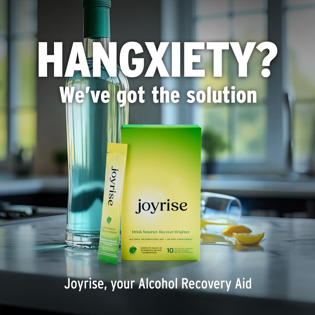 Joyrise Fast-Acting Pre or Post-Drinking Aid Powder Sticks - Patented Formula, Guaranteed Results in 30min or Less - 10 Packs