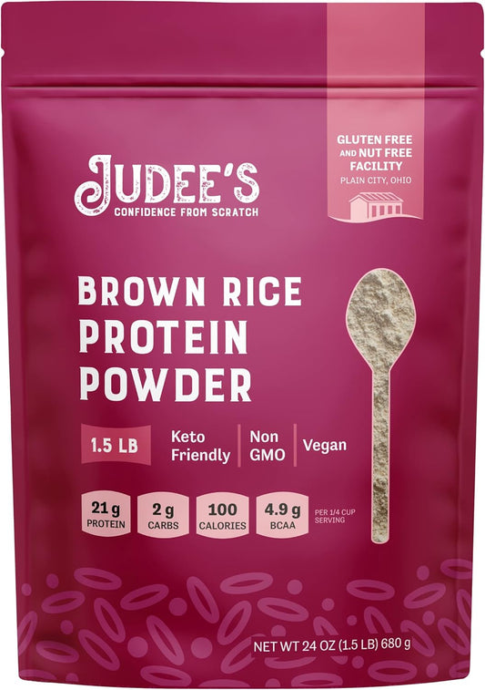 Judee's Brown Rice Protein Powder - 1.5 lb - 80% Protein - Non-GMO, Sprouted, Dairy-Free, Keto-Friendly - Plant-Based Gluten-Free Protein