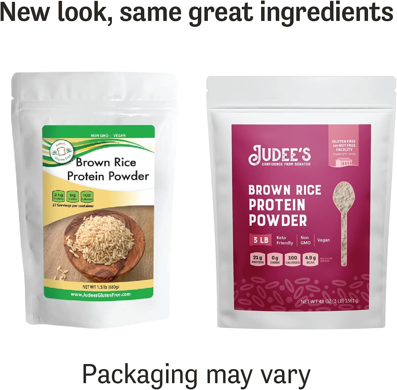 Judee's Brown Rice Protein Powder (80% Protein) 3 lb - Non-GMO, Sprouted, Keto-Friendly Plant-Based Protein - Gluten, Dairy, Soy Free