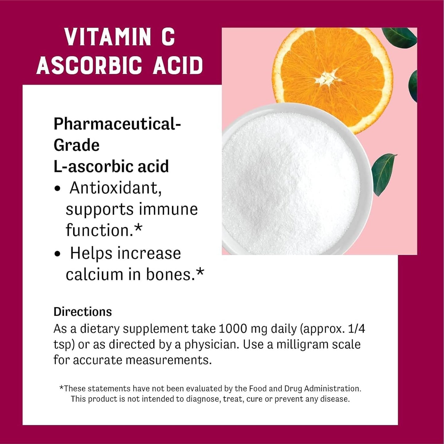 Judee's Pure Vitamin C Powder 11.25oz - Non-GMO, Gluten-Free, Nut-Free - Immune Support & Antioxidant - No Fillers - for Cosmetics & Preserving Foods