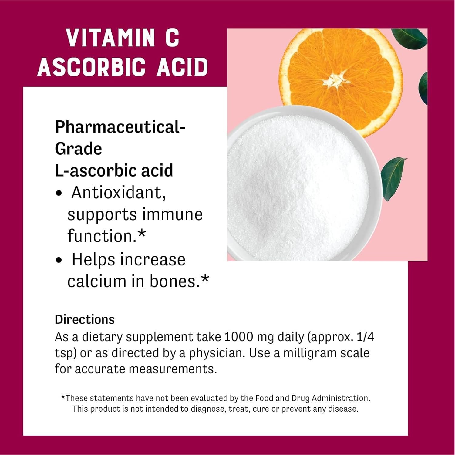 Judee's Pure Vitamin C Powder 11.25oz - Non-GMO, Gluten-Free, Nut-Free - Immune Support & Antioxidant - No Fillers - for Cosmetics & Preserving Foods