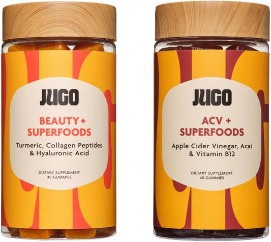 JUGO Beauty + ACV Gummy Bundle for Radiant Hair, Skin, Nails & Gut Health - Collagen, Biotin, Apple Cider Vinegar - JUGO LLC