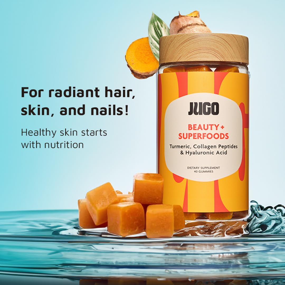 JUGO Beauty + Focus Gummy Bundle with Ashwagandha, Collagen, and Biotin - Enhance Focus, Reduce Stress, Promote Radiant Hair, Skin, Nails