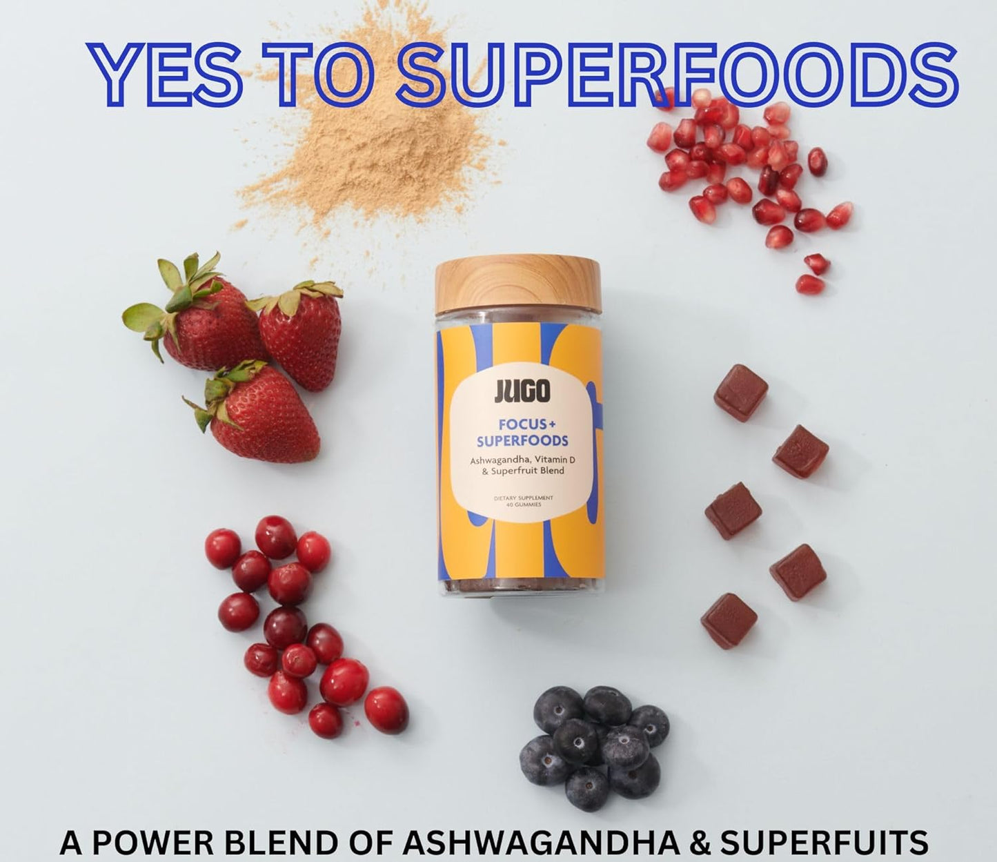 JUGO Beauty + Focus Gummy Bundle with Ashwagandha, Collagen, and Biotin - Enhance Focus, Reduce Stress, Promote Radiant Hair, Skin, Nails