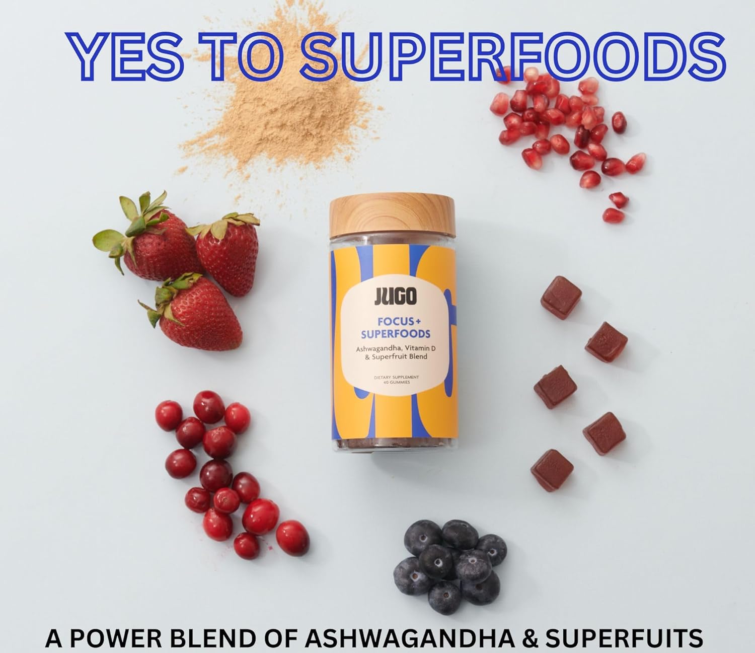 JUGO Beauty + Focus Gummy Bundle with Ashwagandha, Collagen, and Biotin - Enhance Focus, Reduce Stress, Promote Radiant Hair, Skin, Nails