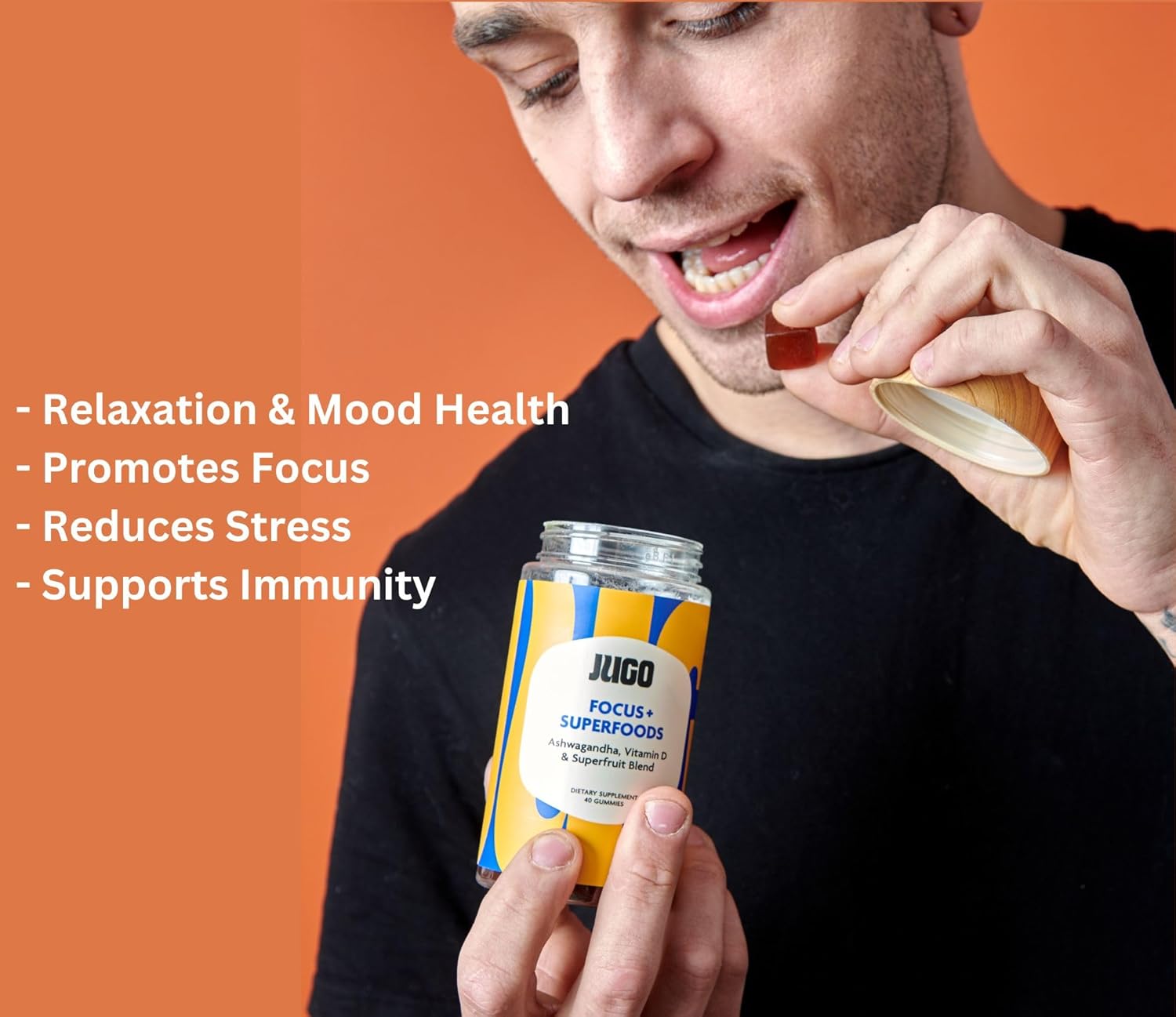 JUGO Beauty + Focus Gummy Bundle with Ashwagandha, Collagen, and Biotin - Enhance Focus, Reduce Stress, Promote Radiant Hair, Skin, Nails