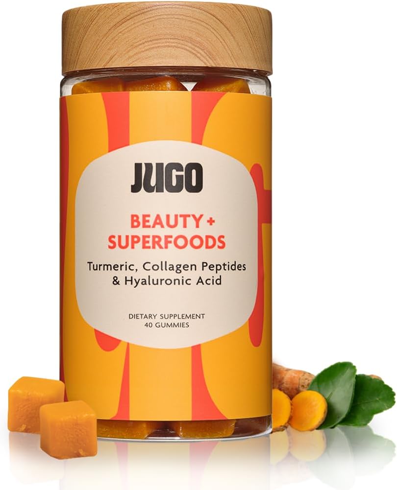 JUGO Beauty + Superfood Gummies with Biotin Collagen, Hyaluronic Acid - 40 Count