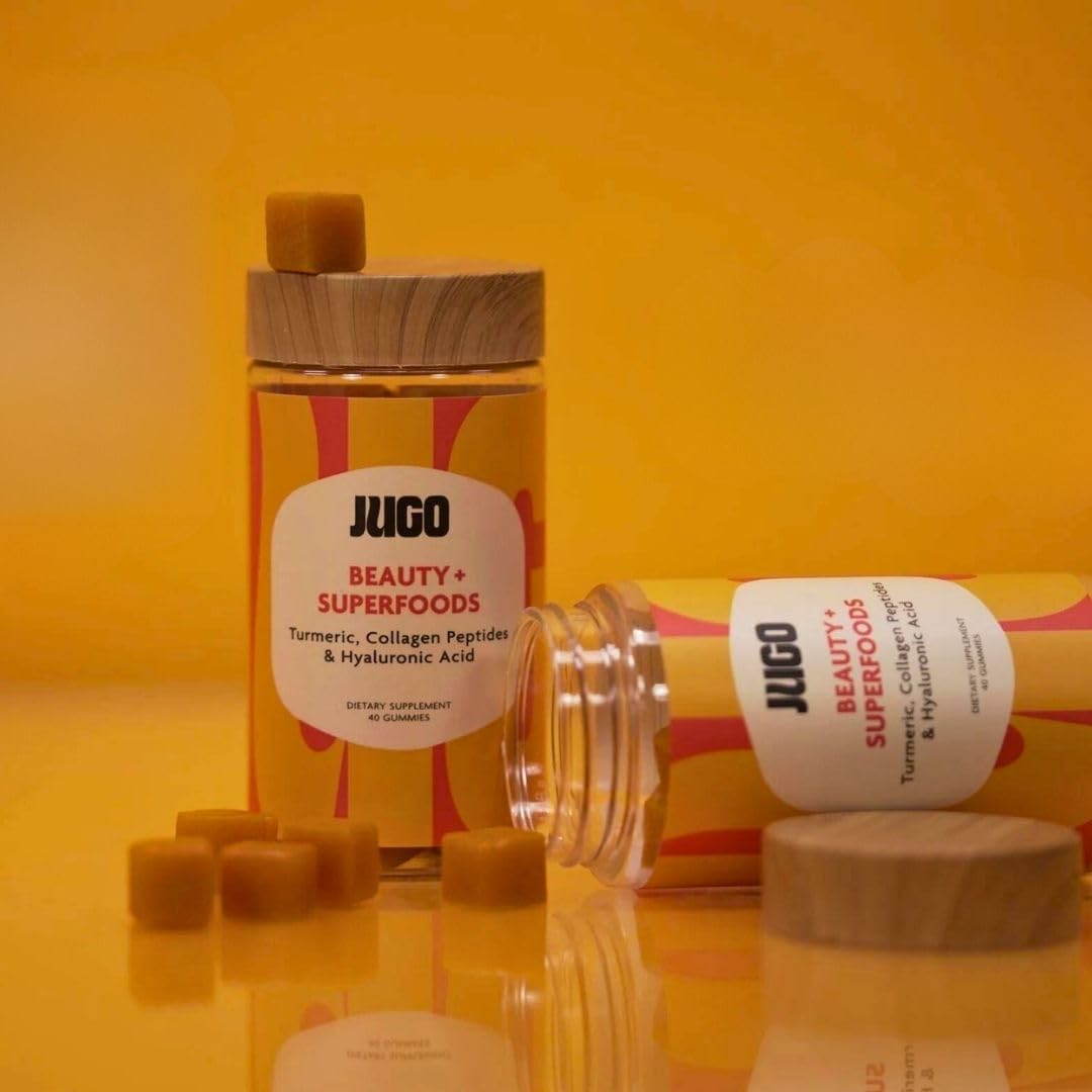 JUGO Beauty + Superfood Gummies with Biotin Collagen, Hyaluronic Acid - 40 Count