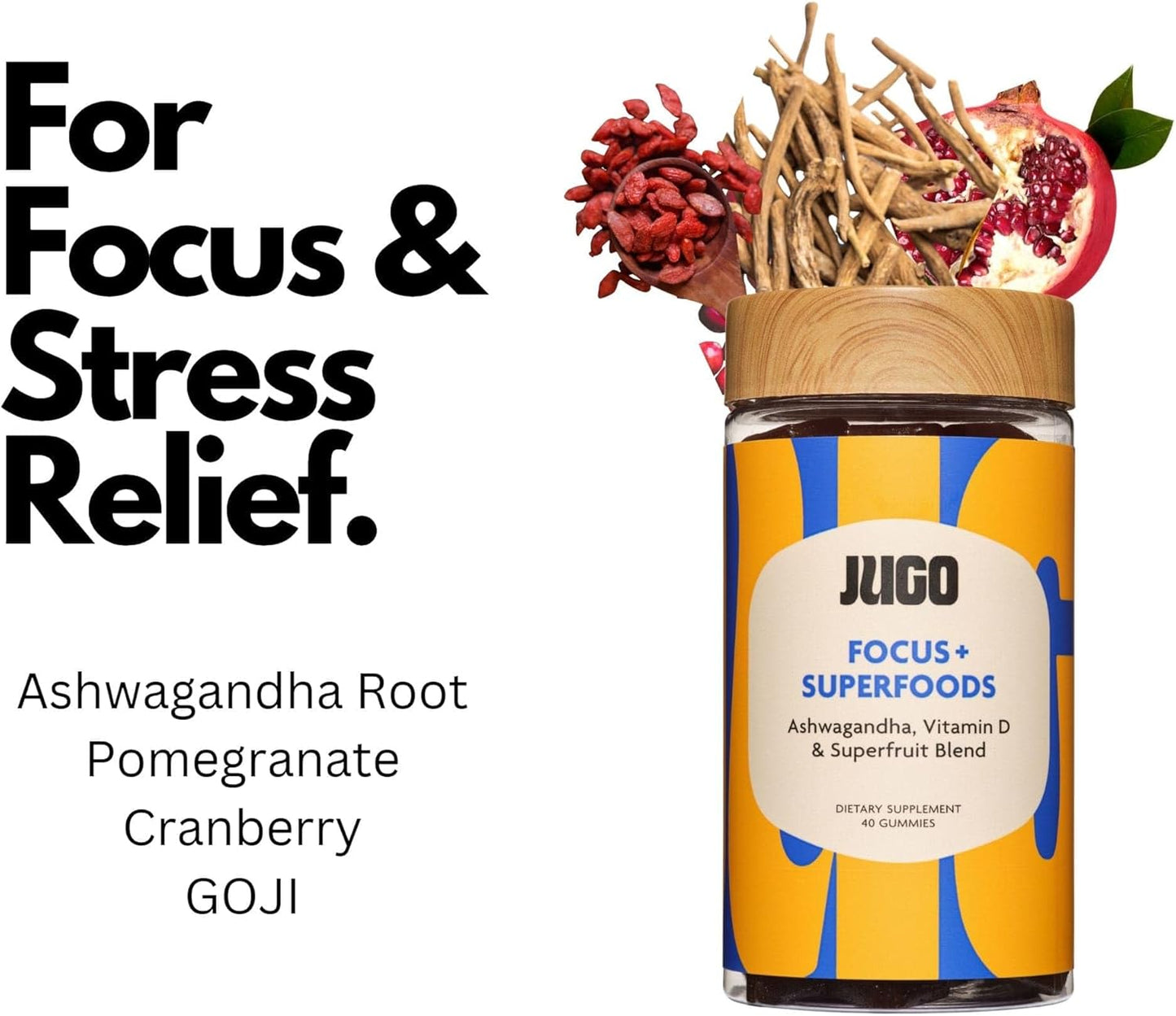 JUGO Superfoods Gummies Variety Pack - Focus, Energy, Beauty, ACV - Plant-Based, Gluten-Free, No Artificial Ingredients