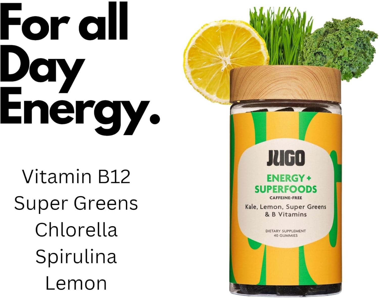 JUGO Superfoods Gummies Variety Pack - Focus, Energy, Beauty, ACV - Plant-Based, Gluten-Free, No Artificial Ingredients