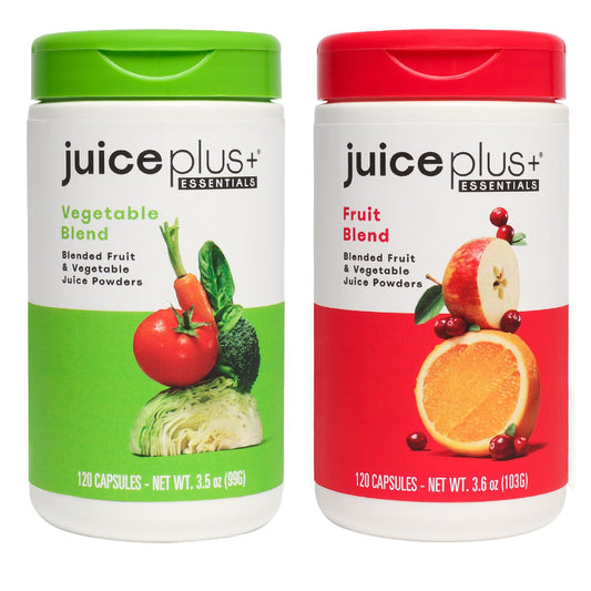 Juice Plus+ Fruit & Vegetable Blend Supplement - Whole Food Ingredients - Vegan, Non-GMO - 2 Bottles (120 Capsules Each)