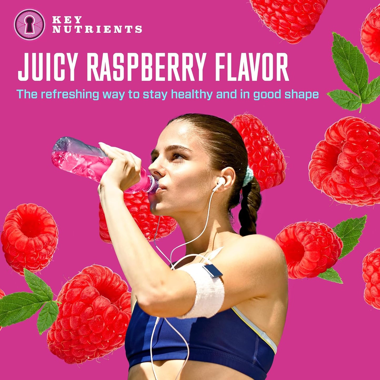 Juicy Raspberry Multivitamin Electrolyte Powder - Sugar-Free Hydration - Gluten-Free Keto Electrolytes - 90 Servings
