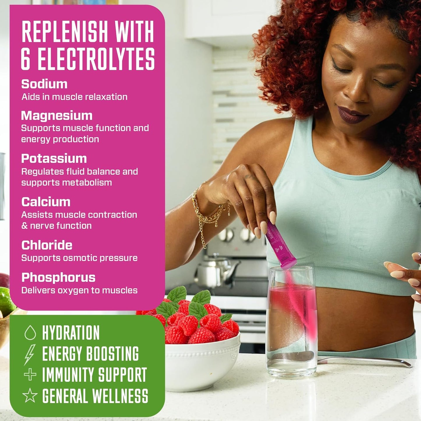 Juicy Raspberry Multivitamin Electrolyte Powder - Sugar-Free Hydration - Gluten-Free Keto Electrolytes - 90 Servings
