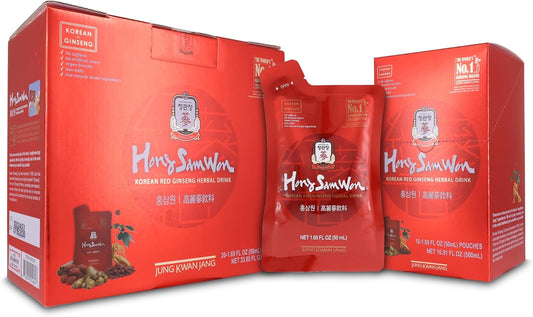 JUNG KWAN JANG Korean Red Ginseng Herbal Energy Drink - Pre Workout Supplement with Jujube, Ginger, Cinnamon - Vegan Friendly - 20 Count