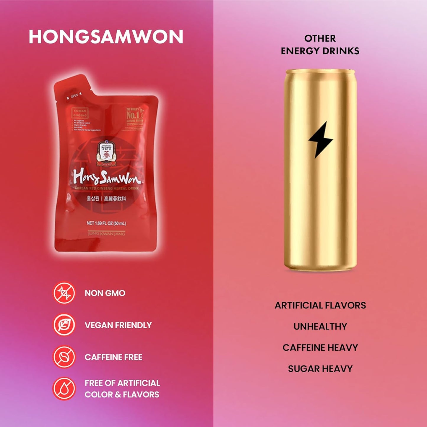 JUNG KWAN JANG Korean Red Ginseng Herbal Energy Drink - Pre Workout Supplement with Jujube, Ginger, Cinnamon - Vegan Friendly - 20 Count