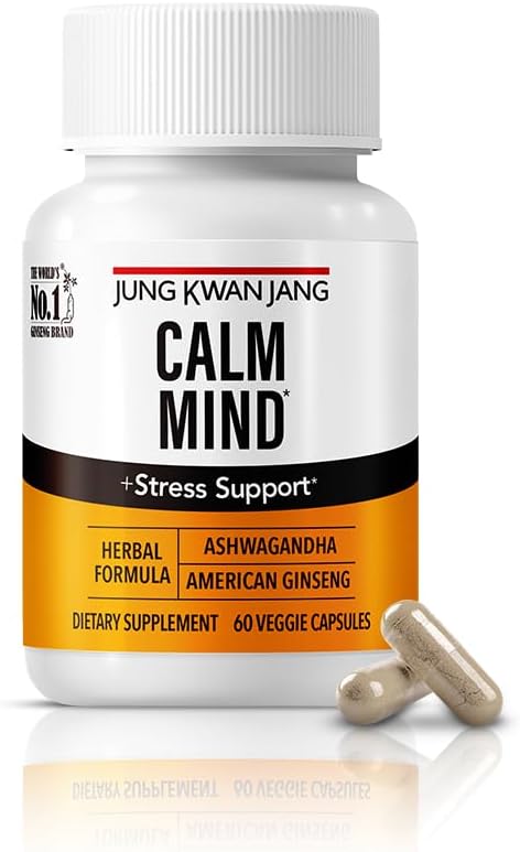 JungKwanJang Calm Formula Supplement with Ashwagandha, American Ginseng, and L-Theanine - 60 Capsules for Men and Women