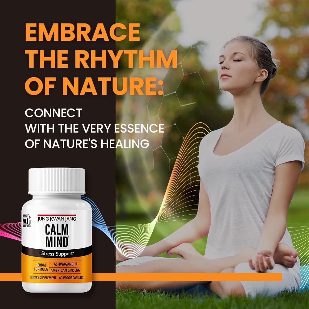 JungKwanJang Calm Formula Supplement with Ashwagandha, American Ginseng, and L-Theanine - 60 Capsules for Men and Women