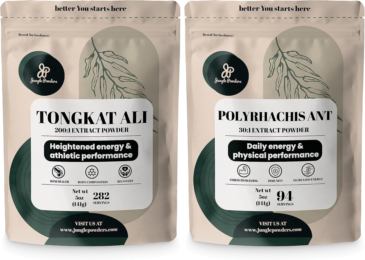 Jungle Powders Tongkat Ali & Black Ant Supplement for Men - 282 Servings Longjack & Black Ant Powder Extract - Traditional Men's Health Support for Drive - Filler Free 5oz