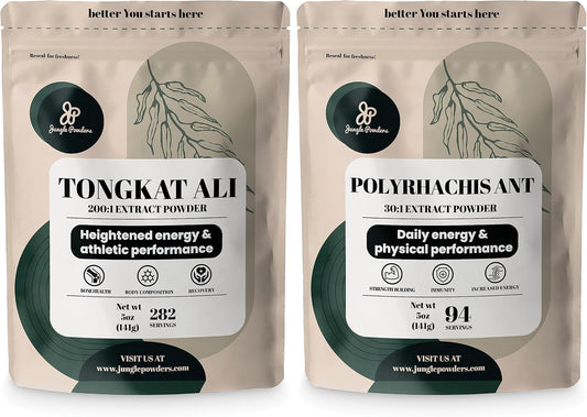 Jungle Powders Tongkat Ali & Black Ant Supplement for Men - 282 Servings Longjack & Black Ant Powder Extract - Traditional Men's Health Support for Drive - Filler Free 5oz