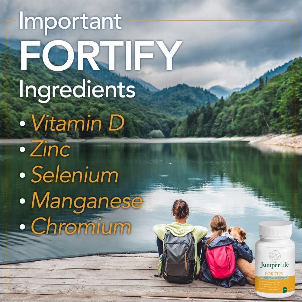 JuniperLIfe Fortify Immune Support Supplement - Immune Booster with Transfer Factors, Vitamin D, Zinc, Reishi, Curcumin, Bakers Yeast, Olive Leaf Extract - Enhance Your Immune System Today