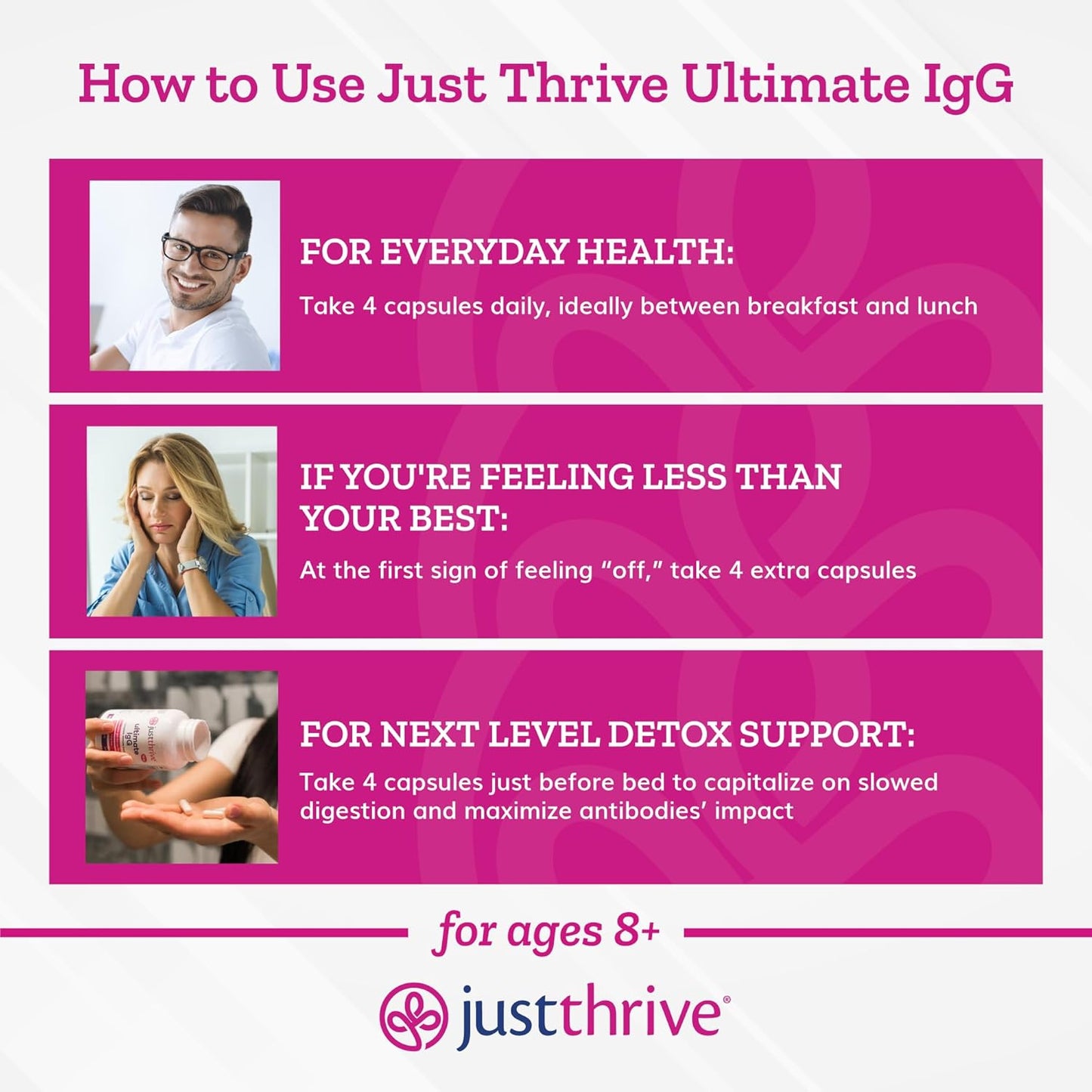 Just Thrive Ultimate IgG Supplement - 120 Vegetable Capsules for Complete Immune Support & Detox Formula